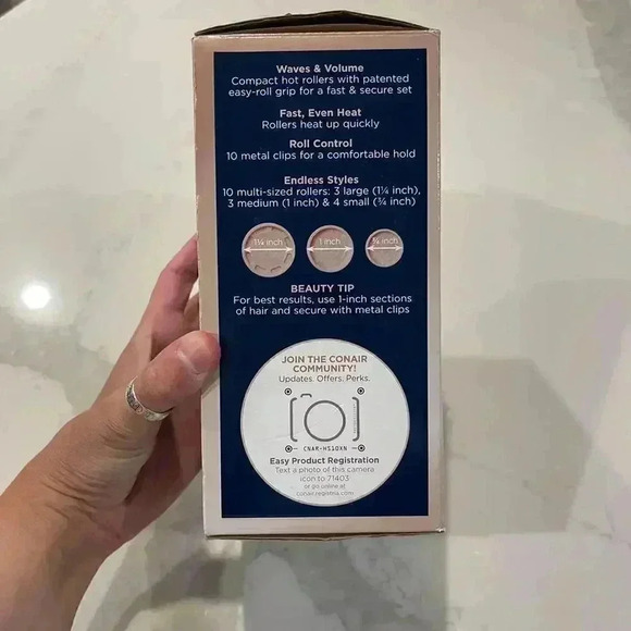 Conair Waves and Volume 10 Assorted Sizes Hot Rollers & Metal Clips Includes Bag - Picture 2 of 5